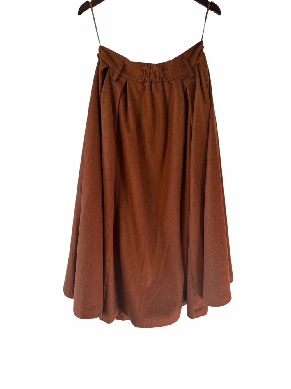 LinenNaive Naomi 33 Button Up High Waisted Wool Lined Skirt in Brick Brown Large - Picture 3 of 6